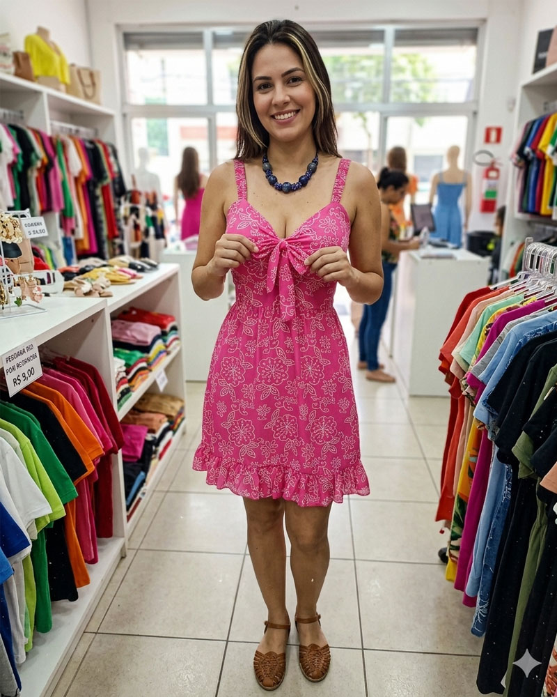Vestido Lino Estampado Maria