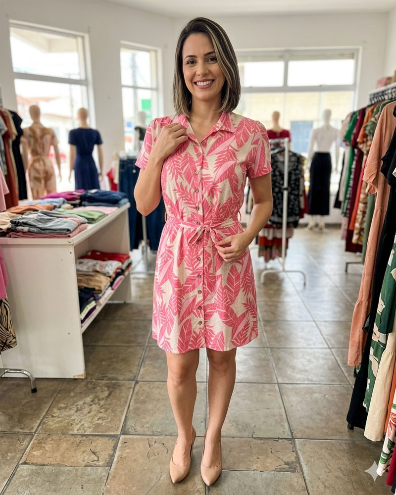 Vestido Lino Estampado Tania